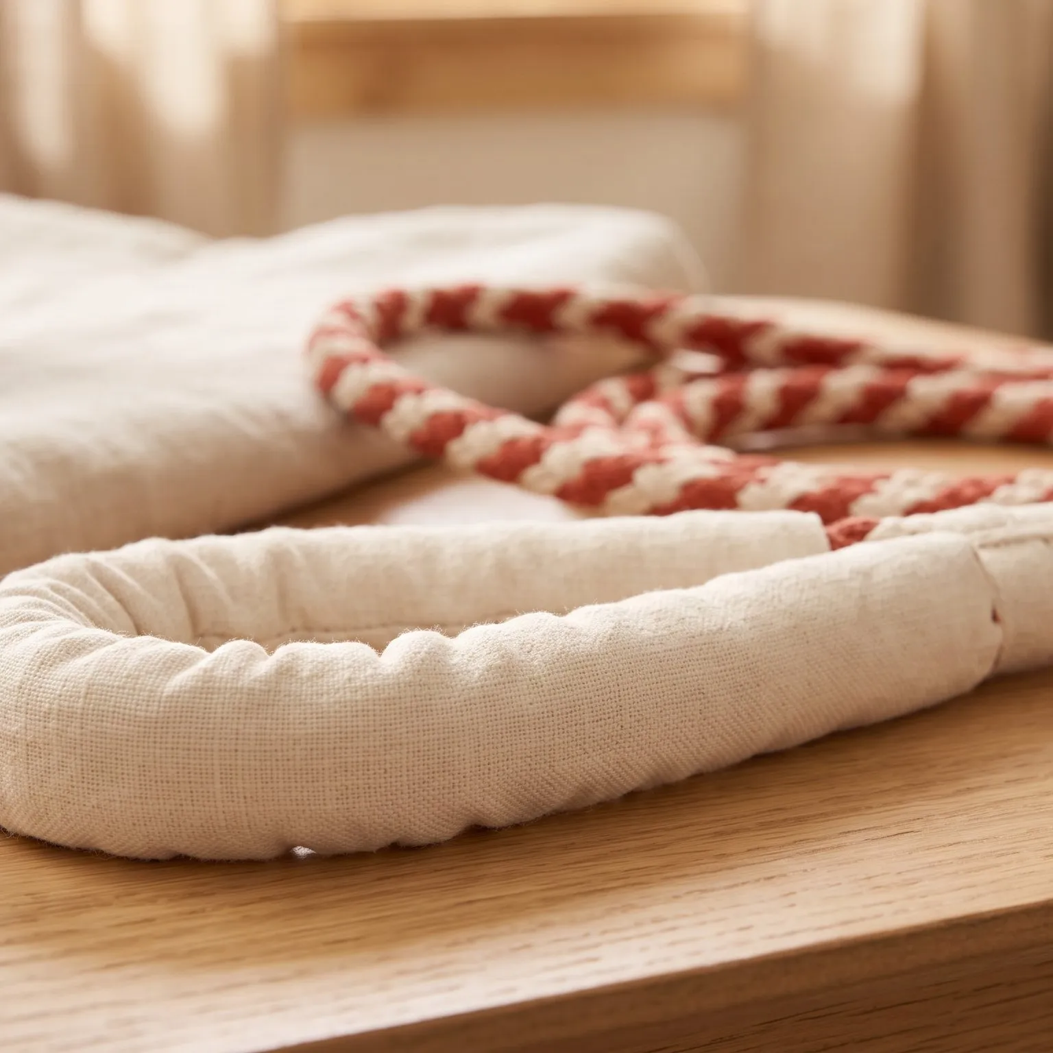 Padded handle of the rope leash